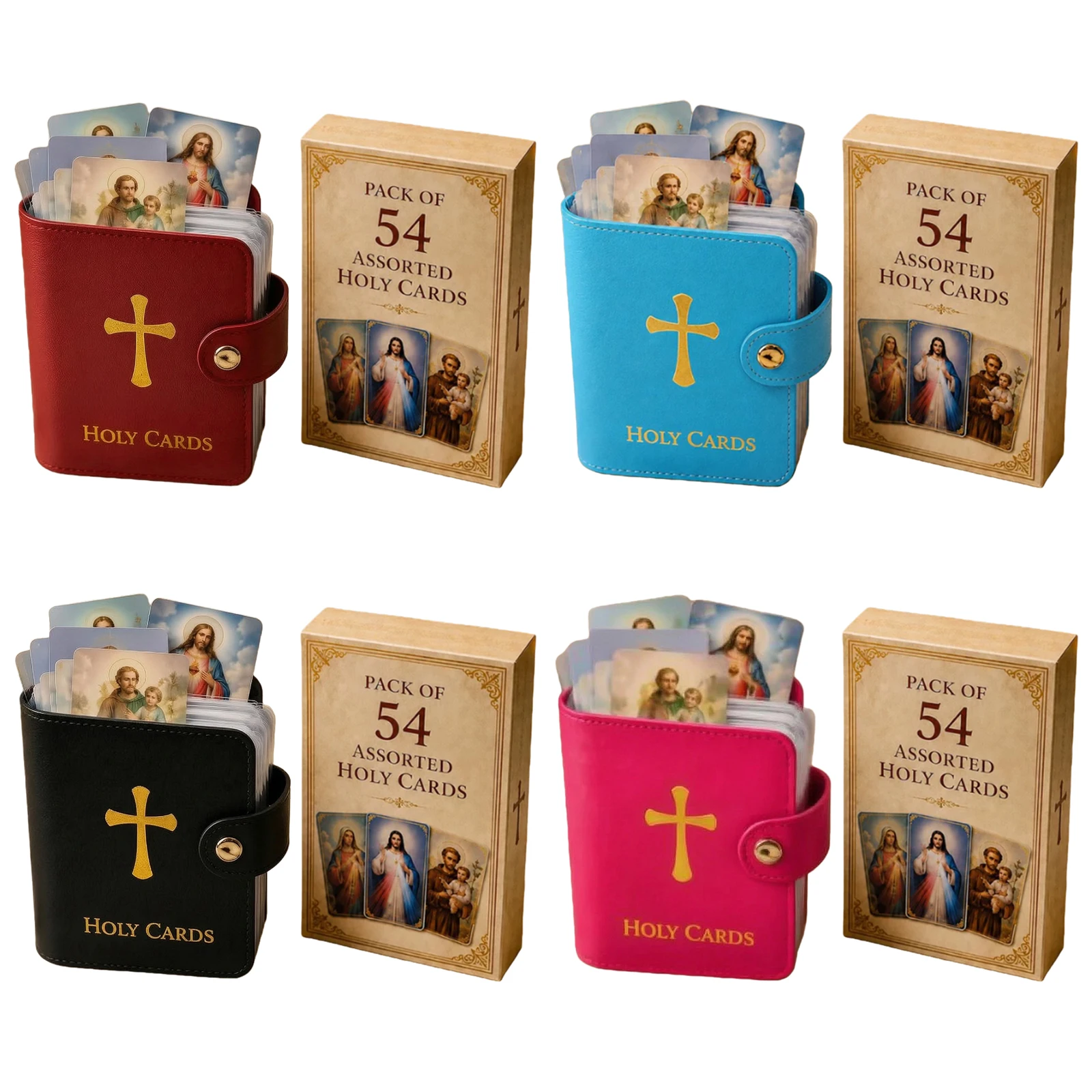 Porta Tarjetas de Oración Versátiles con Cierre a Presión, Mini Cartera para Tarjetas de Santos, Estuche Portátil para Folletos para Adoración/Funerales/Anima/Cruz