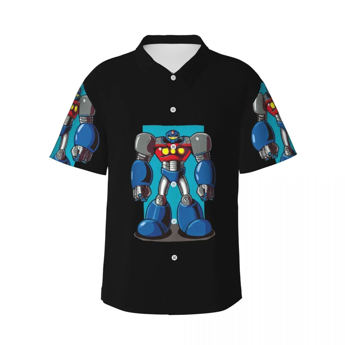 

Повседневные мужские рубашки Tetsujin 28, гавайская рубашка с коротким рукавом, модные топы на пуговицах для летнего пляжа