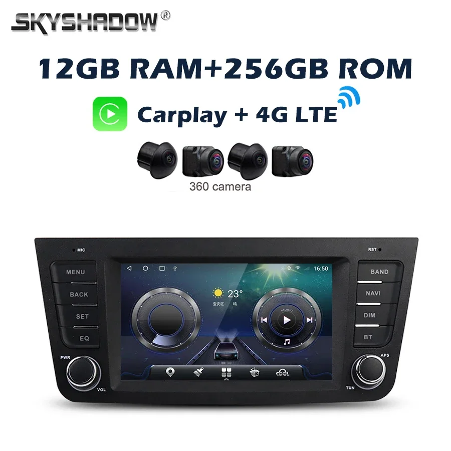 360 Carplay Auto Android 14.0 12G+256G 4G LTE IPS Car DVD Player GPS map WIFI Bluetooth RDS Radio For GEELY EX7 GX7 X7 2014