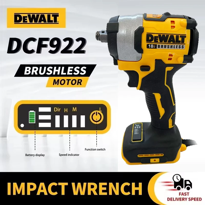 

Dewalt DCF922 Brushless Impact Wrench 610N.m Cordless Driver Large torque Variable Speed Electric Wrench 20V Rechargeable Tools