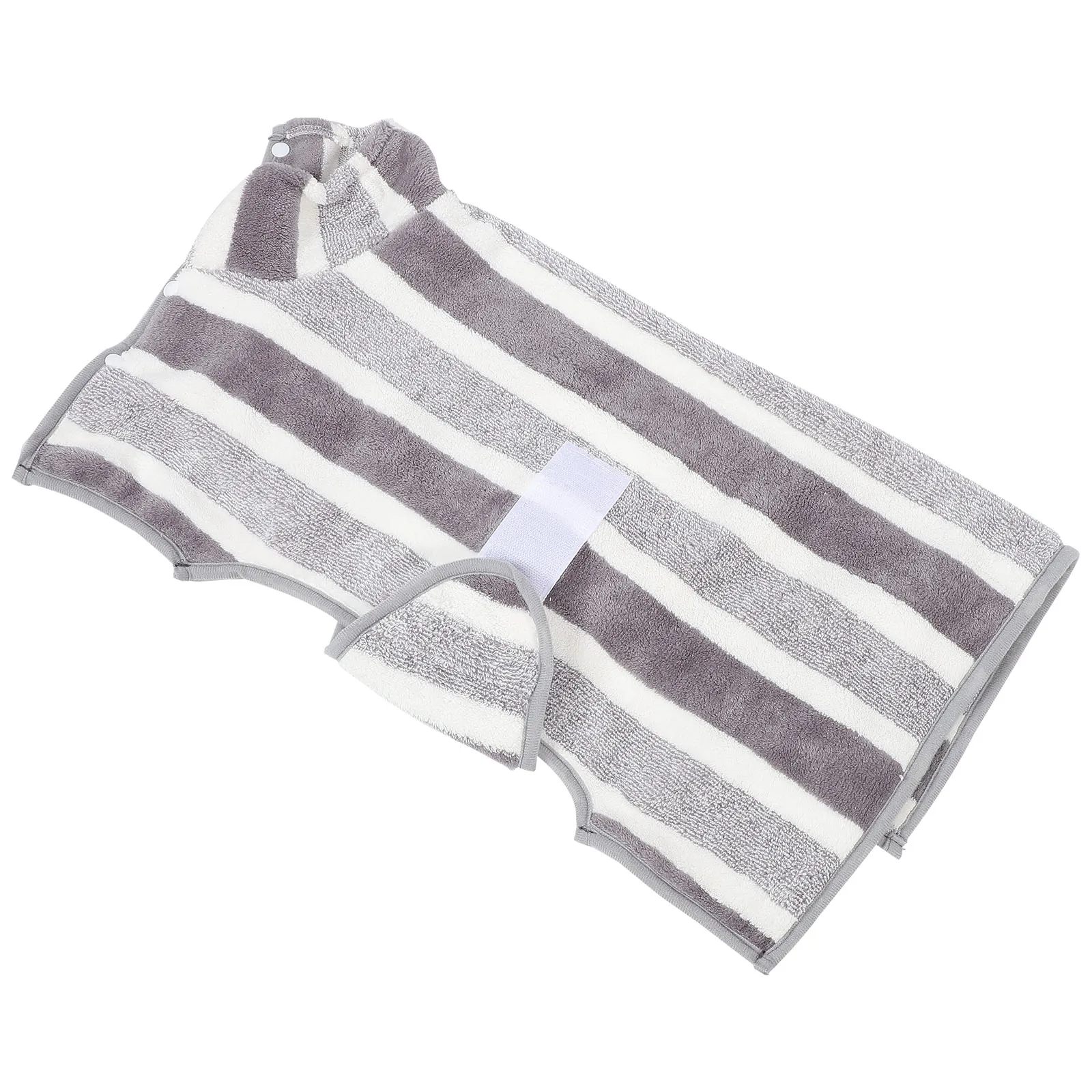 

Pet Bathrobe Soft Coral Fleece Dog Clothes S Size Gray White Striped Drying Towels Absorbent Bath Coat For Puppy Comfort Warm