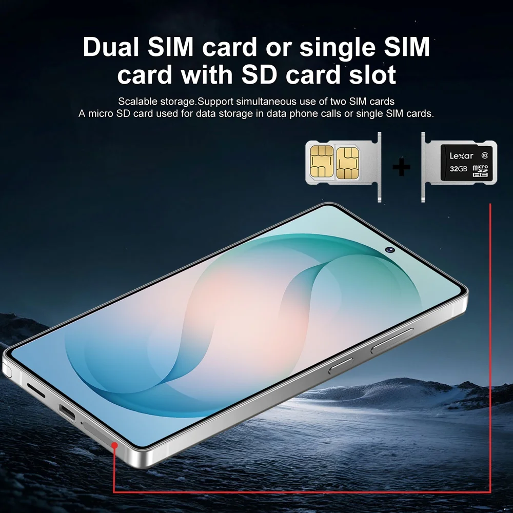 K-Touch Smartphone For S26 Ultra 5G Cell Phone 7.3 Inch 7800mAh Battery Mobile Phones Full Display Android 48MP Camera 22GB RAM 2TB ROM Face ID 5G Dual SIM Unlocked Android 15 Cell Phone with FM Radio GPS