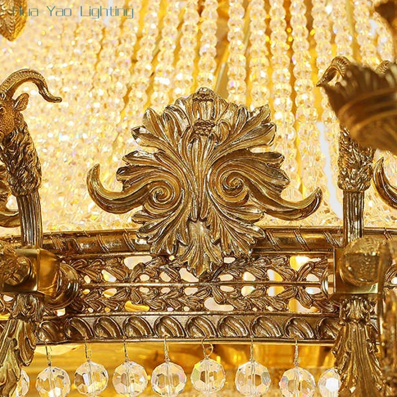 Franse luxe kristallen bruiloft decor messing kroonluchter hotellobby feestzaal elegante grote hanglamp