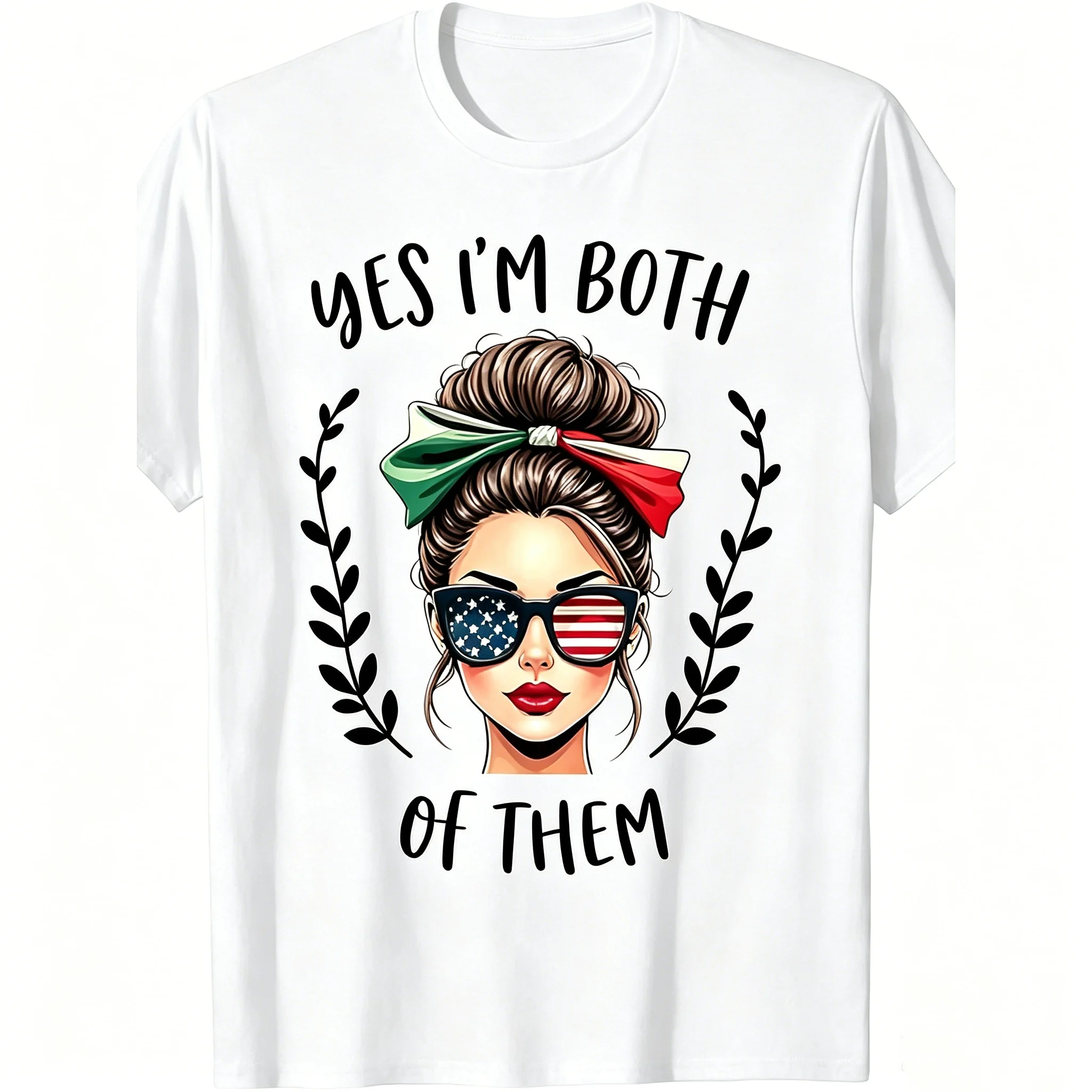 Half Mexican American Yes I'm Both Of Them Mexico USA Flag T-Shirt, Hoodie, SwtSame Style For Men And Women Summer Short-Sleeved Printed T-Shirt Pure Cotton 180G, Heritage Fashion, Statement Tee, Retro Design, Unisex Fashion, Lightweight Fabric