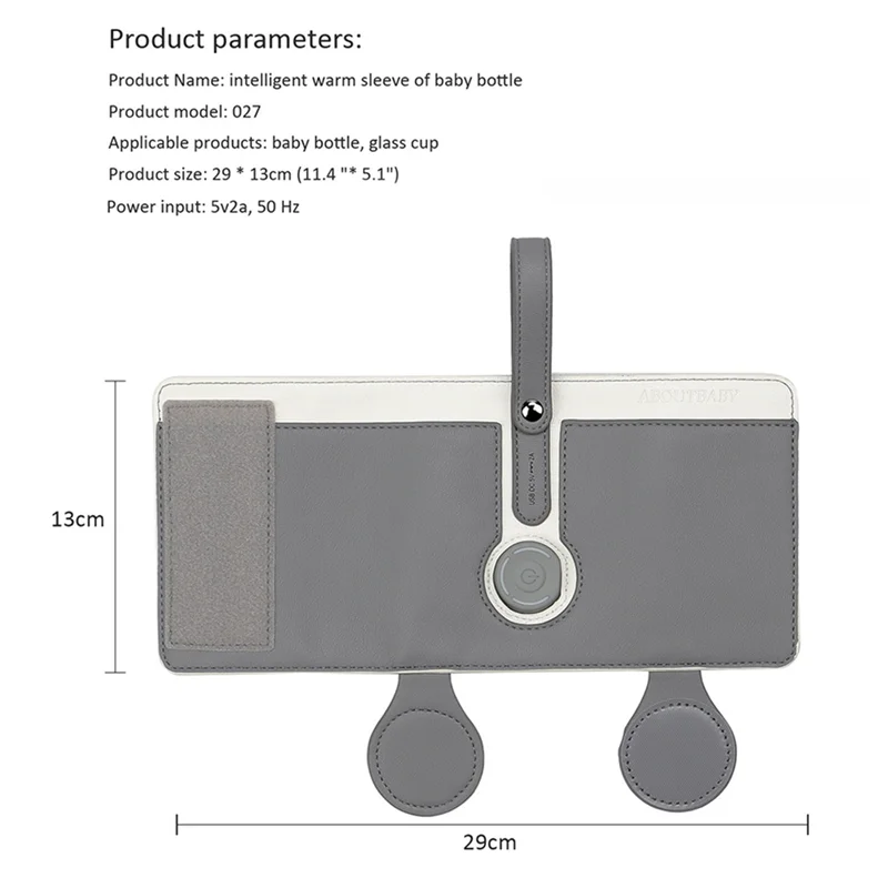 กระเป๋าอุ่นขวดนม A04F แบบปรับได้ ใช้ไฟฟ้าผ่าน USB สำหรับเด็ก กระเป๋าอุ่นขวดนมแบบพกพา ใช้กลางแจ้ง พร้อมฝาปิดอุ่นแก้ว ทนทาน