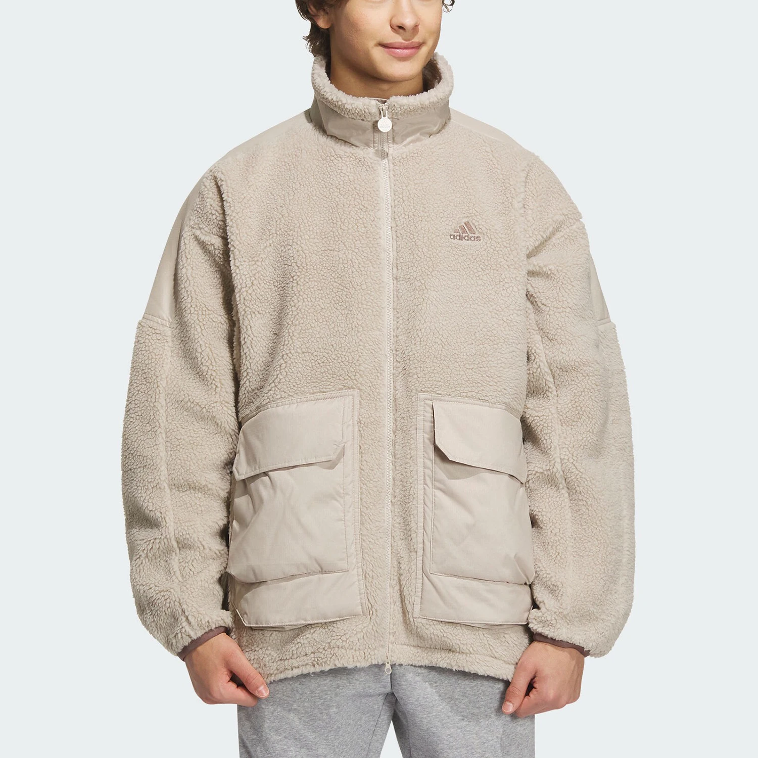Adidas Official Genuine Winter New Unisex Knit Fleece Jacket IK7342