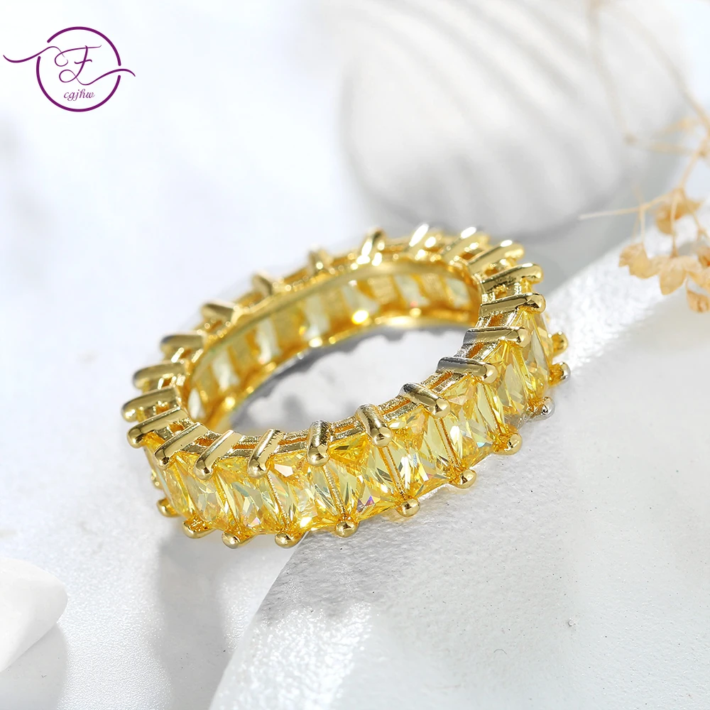 

Luxury Fashion Yellow Zircon Gold Rings Trendy Noble Rings Party Fine Jewelry for Women Girl Wedding Anniversary Birthday Gift