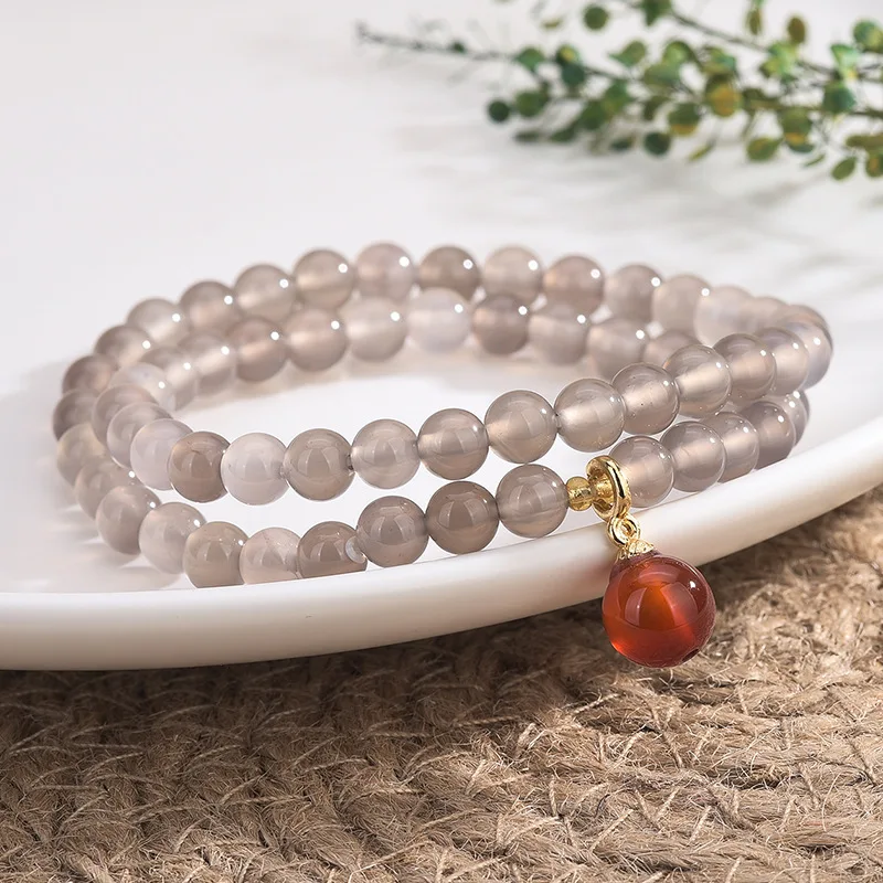 Fashion High Quality New two Circle Agate 6mm Beaded Bracelet for Women  Jewelry Accessories Yoga Healing Stone Bracelet Gift