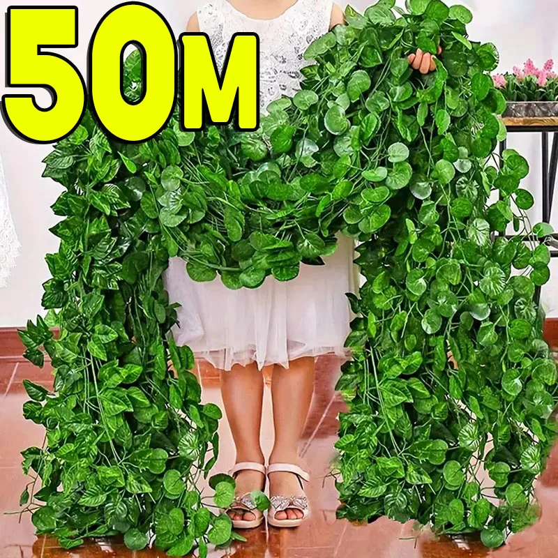 Künstliche grüne Blätter Efeu Ranken Girlande Kletterpflanze Kunstblätter Hängegirlanden für Garten Hochzeit Party Zuhause 2027