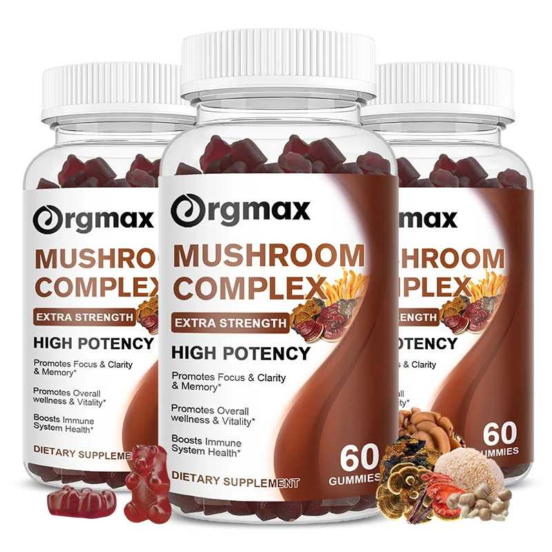 Orgmax Mushroom Complex Capsules 60 Pcs Improve Memory Focus Immune Health Metabolism Sleep Quality Muscle Mass Diet Supplement