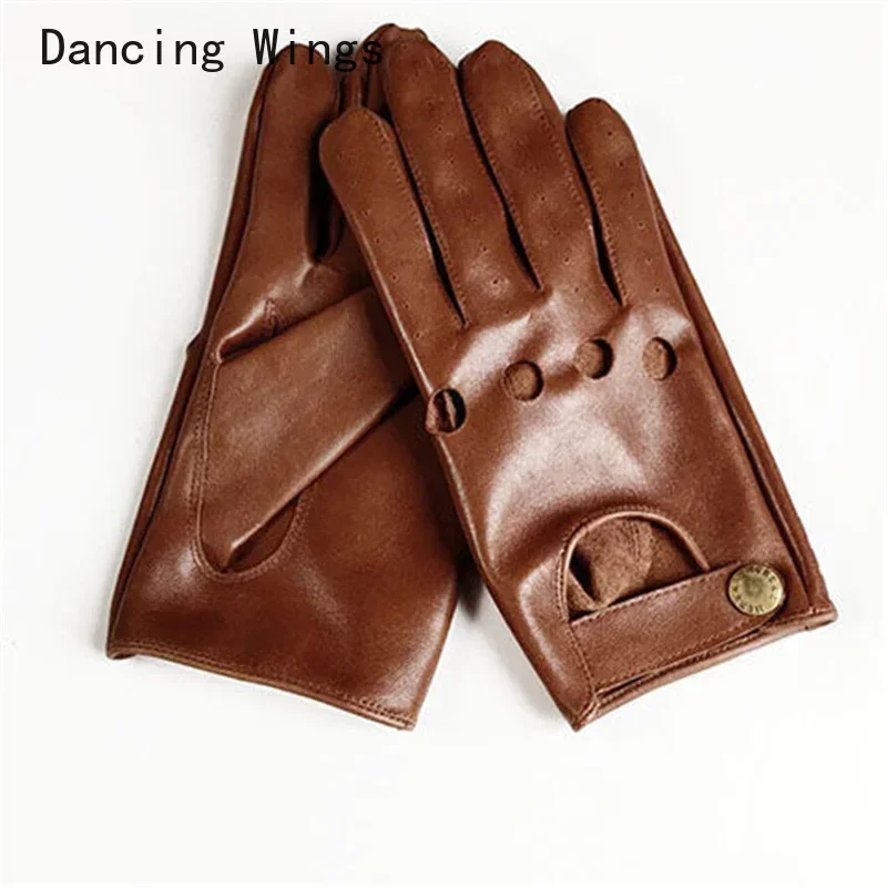 Men's Genuine Leather Gloves Male Breathable Fashion Classic Goatskin Unlined Thin Spring Summer Driving Mittens