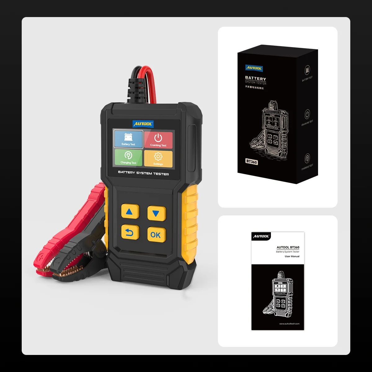

AUTOOL 2.8-Inch Color Display Electric Vehicle Battery Analyzer BT360 8-29V Car Battery Tester 30-2000CCA Cranking Charging Tool