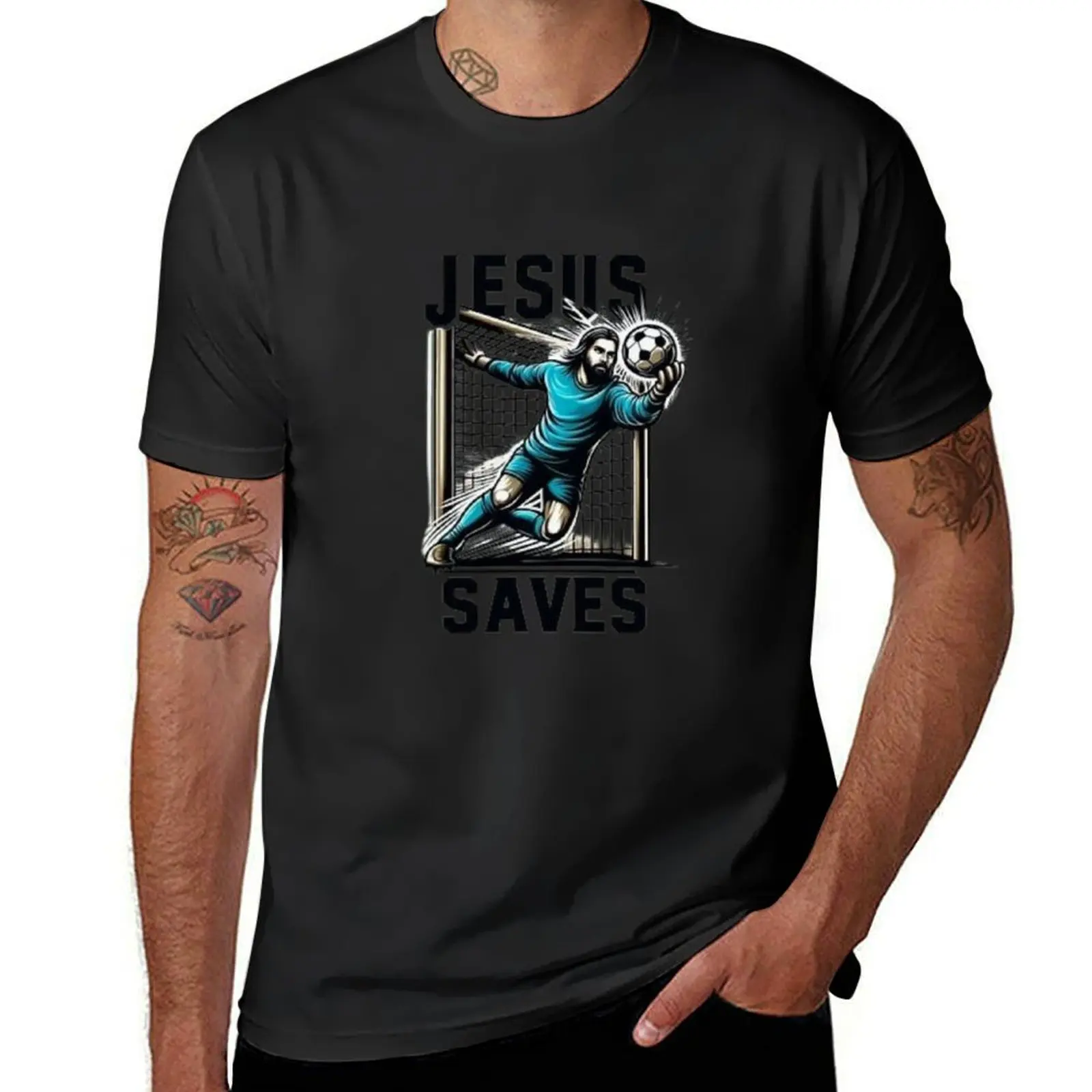 

Jesus Saves Goalkeeper T-Shirt graphics kawaii clothes funnys anime sweat shirts, men