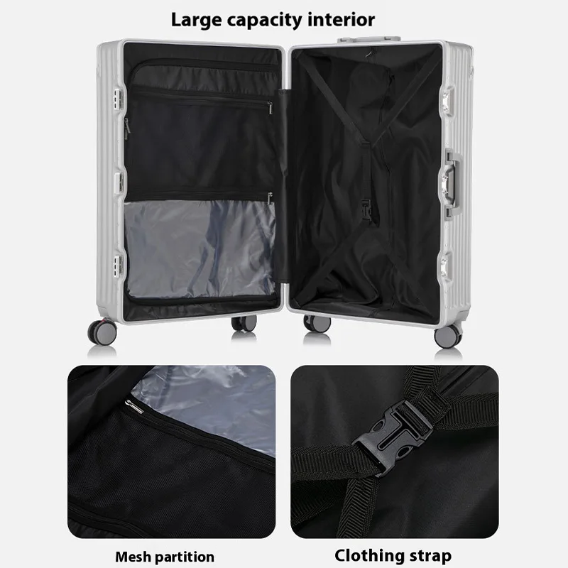 حقيبة سفر صامتة بإطار من الألومنيوم مقاس 20 بوصة متعددة الوظائف مقاومة للماء مع تصميم طبقة قابلة للتوسيع للسفر للرجال والنساء