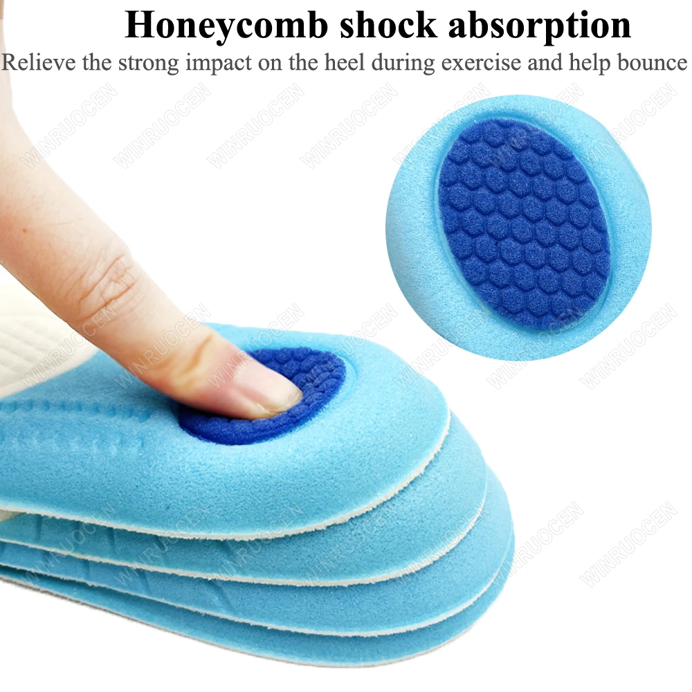 แผ่นรองรองเท้าเด็กแบบมีเมมโมรี่โฟม 1/2 คู่ ระบายอากาศ ดูดซับแรงกระแทก รองรับอุ้งเท้าแบน สำหรับใส่วิ่ง ยี่ห้อ WINRUOCEN ﻿