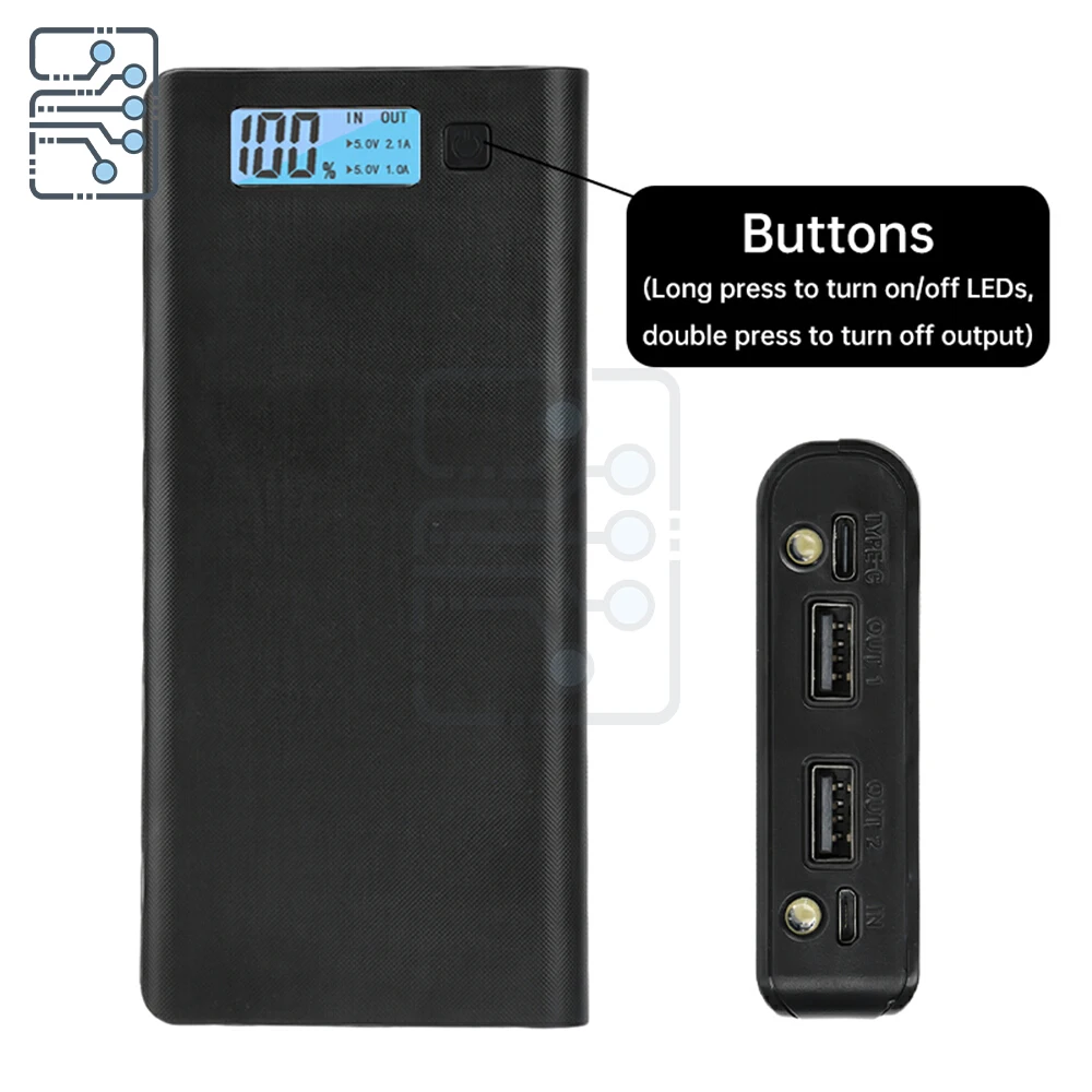 8*18650 Power Bank Power Bank Battery Box Digital LCD Screen Power Bank Case Portable Dual USB Micro Type-C Charging Case