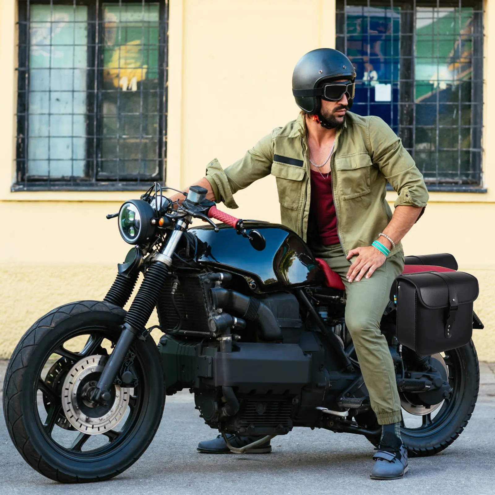 

1Pair High-Quality PU Motorcycle Side Bag Waterproof Wear-Resistant Large Capacity Storage for Tools Phone Water Bottle Umbrella