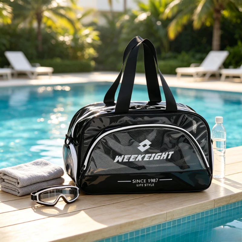 Large Capacity Crossbody Swim Tote Bag with Dry Wet Separation, Beach Toiletry & Makeup Storage Bag, Scratch Resistant Sturdy