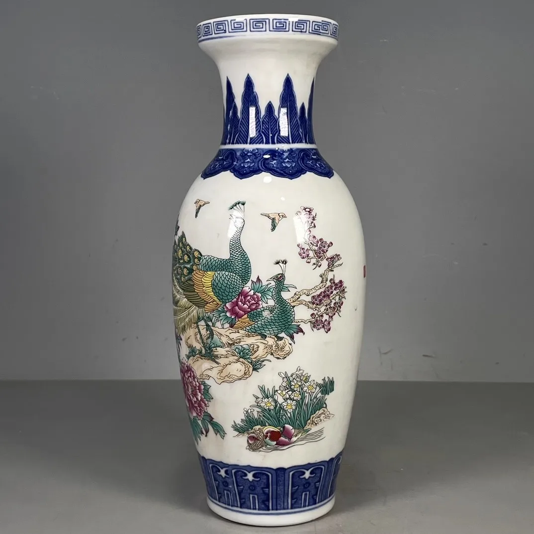 30cm antique porcelain collection vase handmade decoration from Dezhen ceramic floral ware, Chinese style living room foyer deco