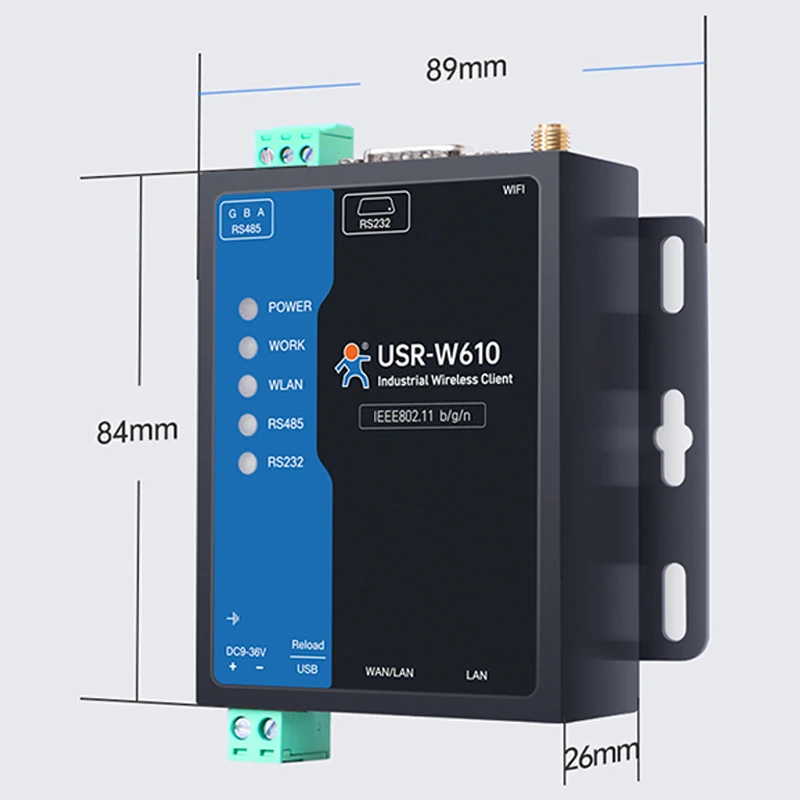 

USR-W610(Qualcomm-compatible version) 2.4G Wi-Fi Serial Device Server Bidirectional Transparent Transmission MQTT Protocol