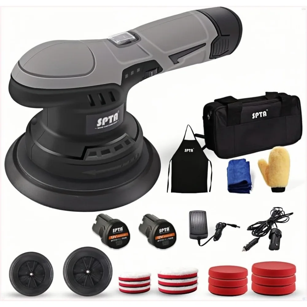 

Cordless Car Buffer Polisher, Polisher with 2Pcs 12V Lithium Rechargeable Speed, Portable Polisher Polishing Pads Kit For Waxing