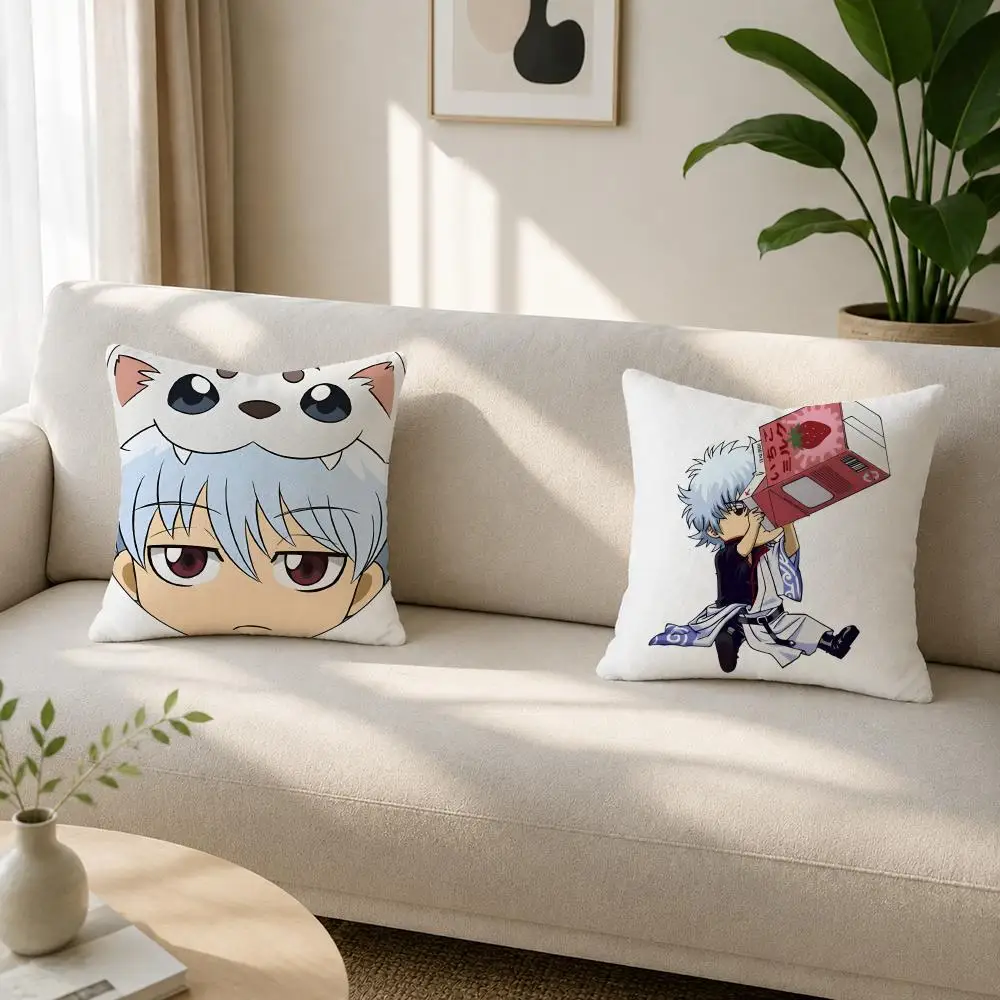 Anime Gintama Cushion Cover Soft Plush Cushion Covers Fluffy Throw Pillow Cases for Sofa Bedroom Home Decor