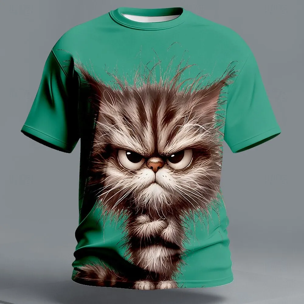 Funny Cat 3D Print T Shirt For Men Fashion Animal Pattern Short Sleeve Top Summer Casual O-neck Pullover Fashion Comfortable Tee