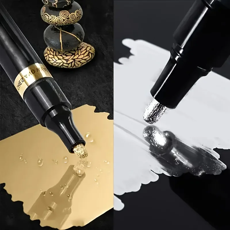 Mirror Marker Pen Reflective Paint Pen Chrome Gold Silver Marker Signature Car Styling Art Craftwork,Quick-drying And Waterproof