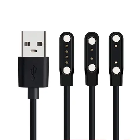 Universal 2Pin 4mm 7.62mm 4Pin Strong Magnetic Charge Cable USB Charging Line Cord Black White for Smart Watches