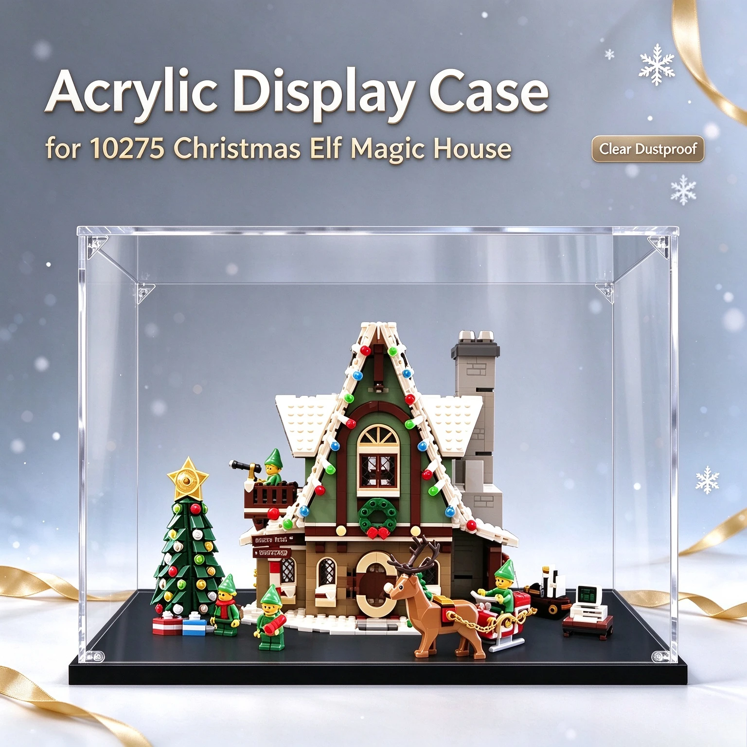 Transparent Acrylic Display Box For Lego 10275 Christmas Elf Club House, Dustproof Collectible Model Storage Display Case