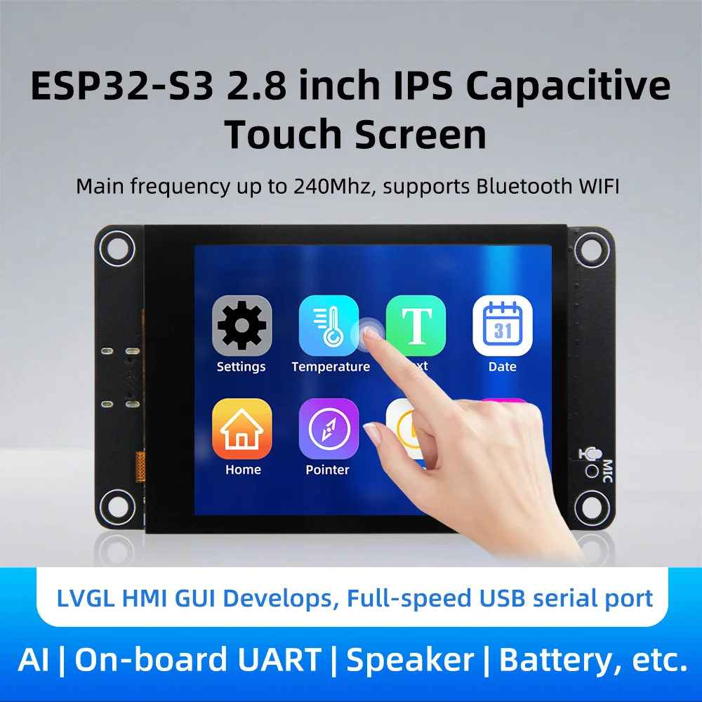 

ESP32-S3 Arduino LVGL Development Board 2.8" 240*320 Smart Touch Display LCD TFT Module with DeepSeek Xiaozhi AI Chat Robot