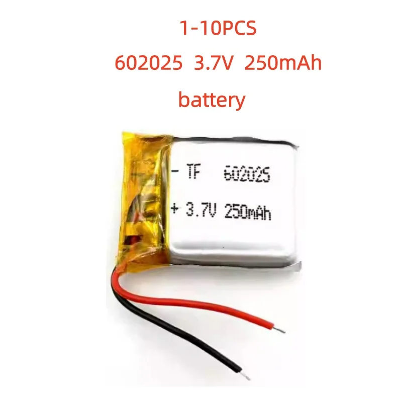 

1-10 PCS New 602025 3.7V 250mAh Battery For Headset video pan watch Mp3 Bluetooth Headphone Recorder Pen Replacement