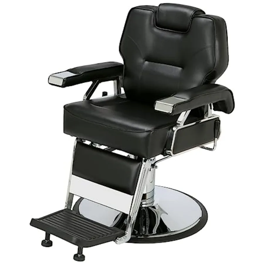 

Buy-Rite K.O. Professional Barber Chair - Fully Reclining Hydraulic Barbering Chair with 360° Swivel, Adjustable Headrest, Extr