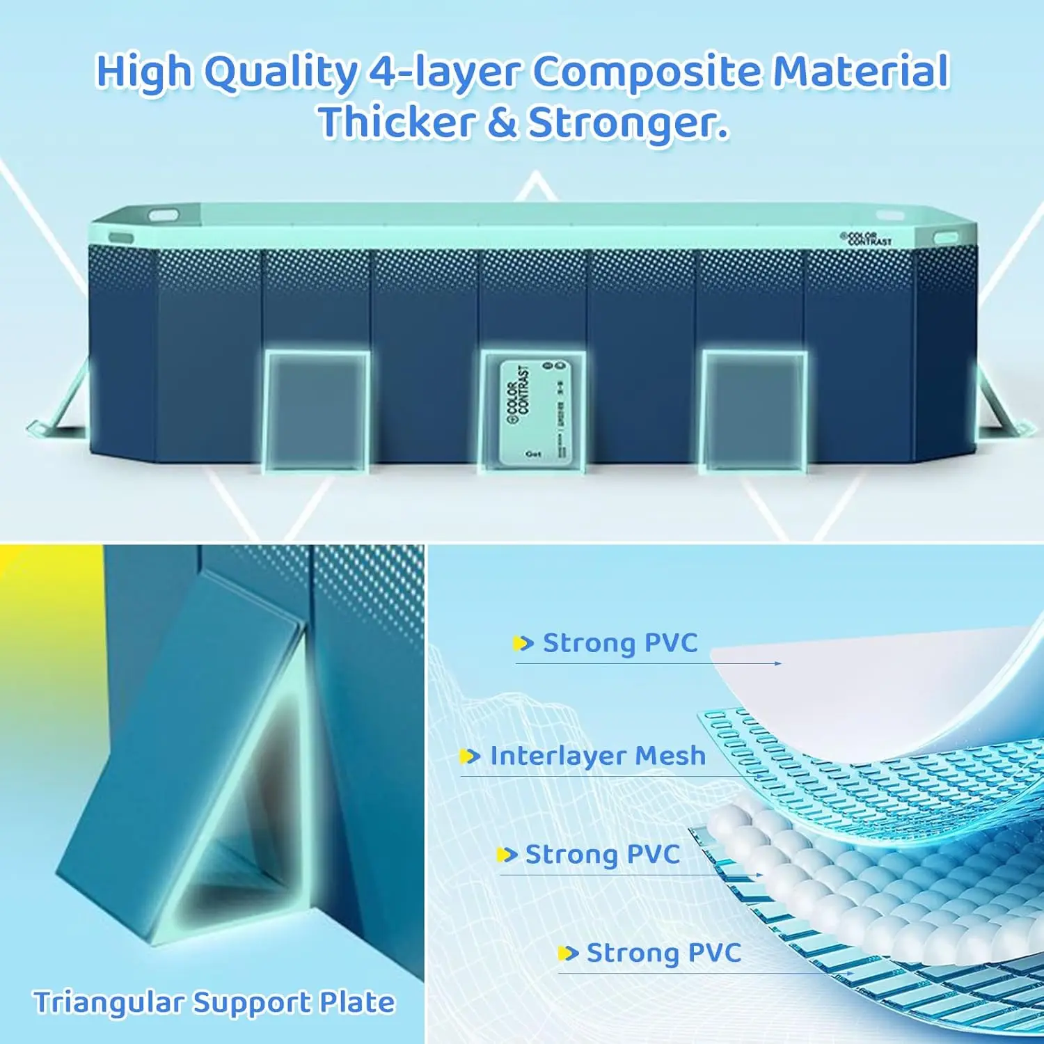 Foldable Swimming Pool, Hard Plastic Shell Rectangular Foldable Pools Above Ground, Collapsible Swimming Pool for Backyard Outsi