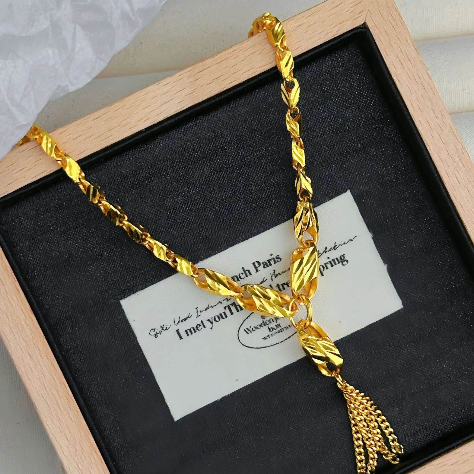 

Luxury 24K 9999 Pure Gold real gold Women's Seiko melon seeds tassel necklace