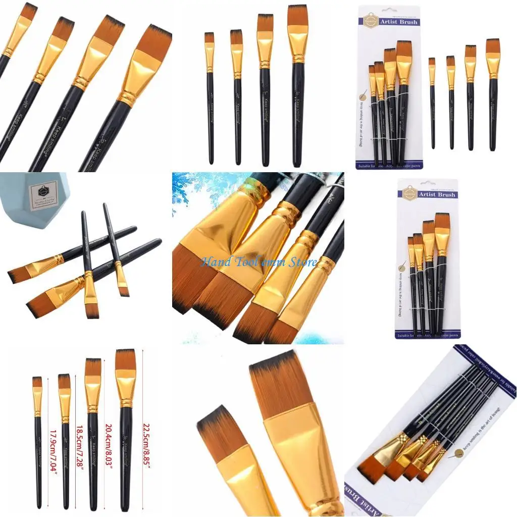 

H37F 4x Paintbrushes Watercolor Paint Brush Painting Brushes for Face Body
