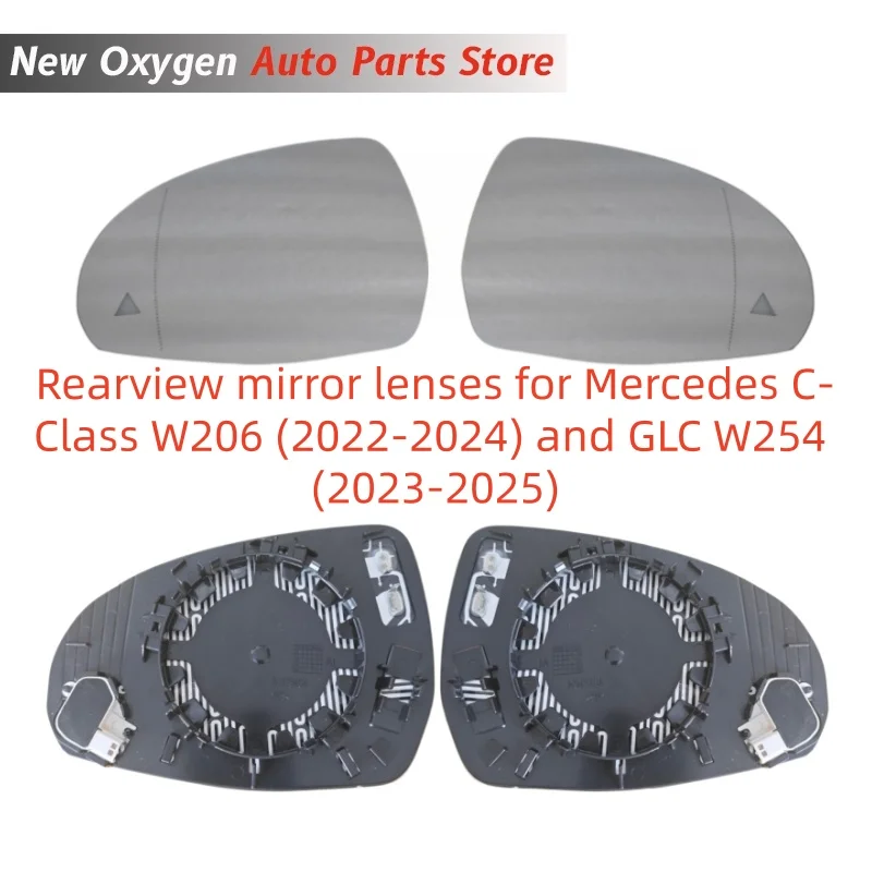 

Heated Rear Mirror Glass with Blind Spot Warning For Mercedes C-Class W206 2022-2024, GLC W254 2023-2025