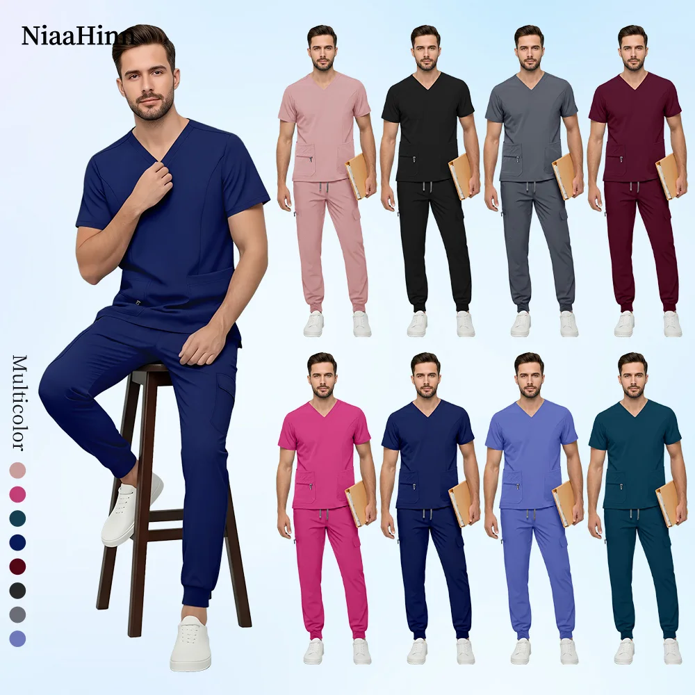 

Niaahinn Wholesale Scrub Suit Pet Hospital Doctor Uniform Men Medical Surgical Suit Multicolor Dentist Uniform Nurse Accessories