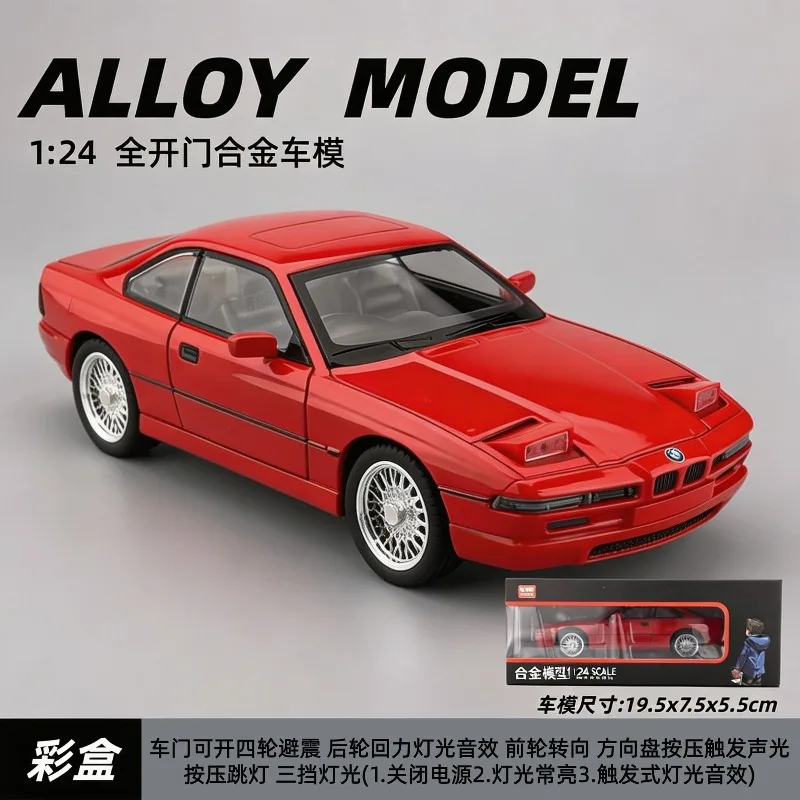 1:24 Scale Alloy Car Model For BMW 8 Series 850CSI Diecast Classic Car With Pull Back Sound Light Collectible Gift For Fans