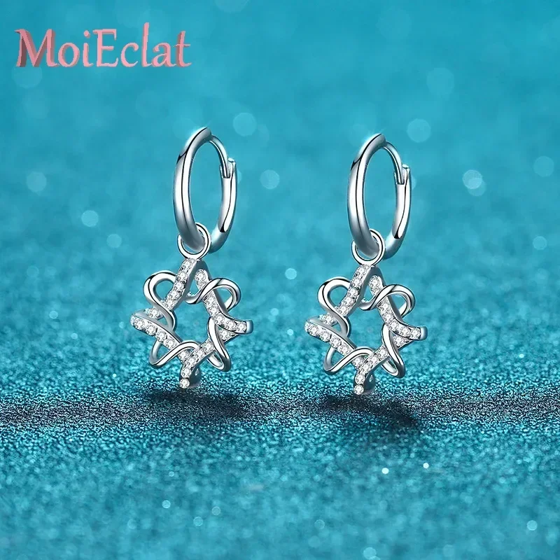 MoiEclat Store Platinum PT950  Women's Drop Earrings Polygonal Small 28 Points Moissanite Earrings Ear Fine Jewelry Gifts