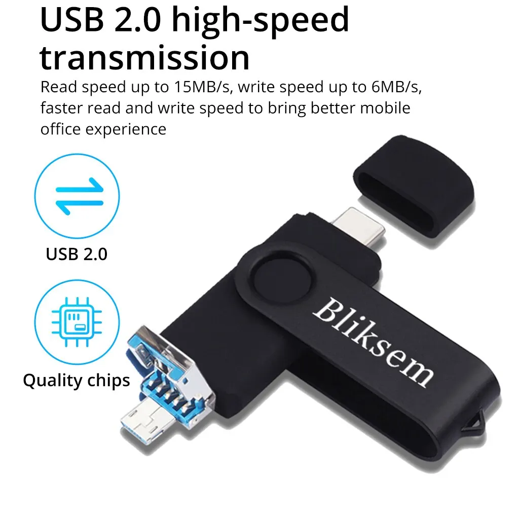 Bliksem 3IN1 Pendrive 64GB TYPE C Memory Stick OTG 64GB 2.0 for PC Mobile Phone Metal USB Flash Drive Pen Drive 64GB USB OTG