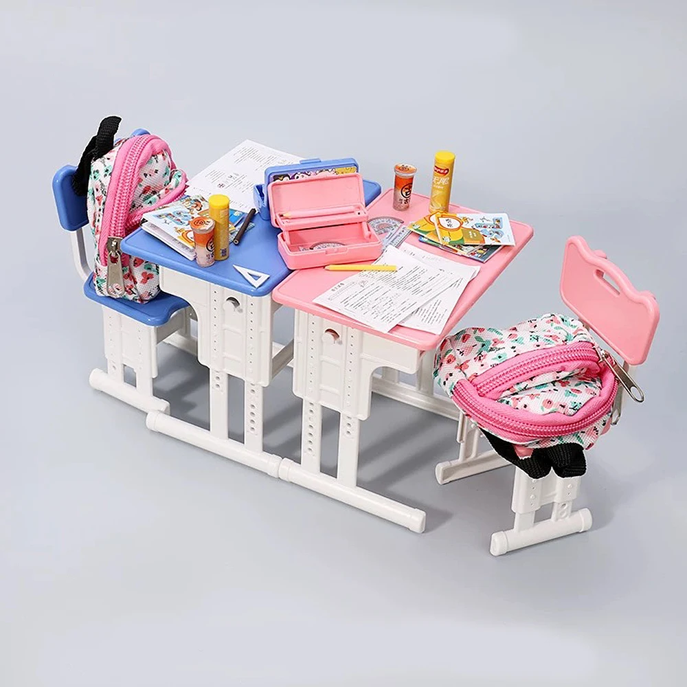 1:12 Schaal Miniatuur Poppenhuis Simulatie Student Bureau Klaslokaal Speelhuis Model School Bureau Kleine Pennenbakje Accessoire Speelgoed