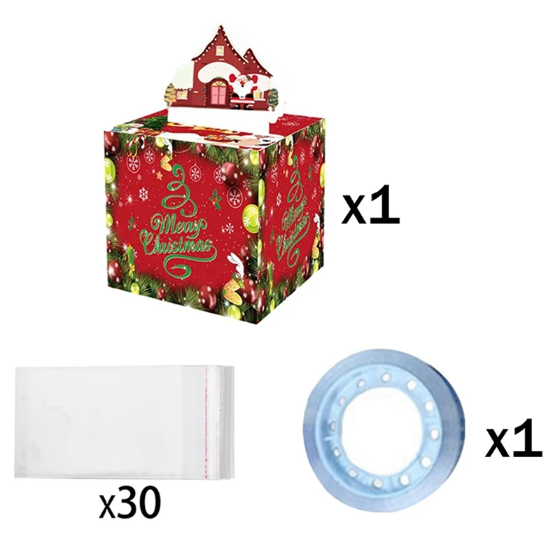 AD-2X Christmas Box Fun Cash Gift Christmas Money Box With 60 Transparent Bags, Perfect Surprise For Kids & Adults