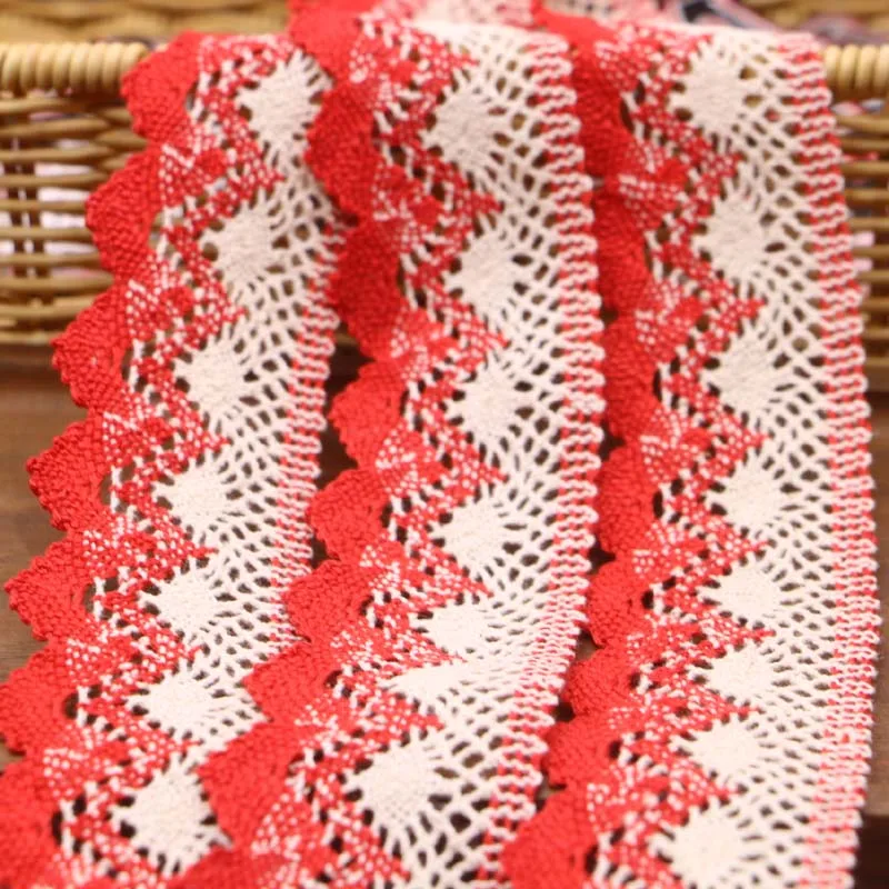 2yard 4.4cm white red pure cotton thread woven lace lace DIY accessories handmade bedding curtains