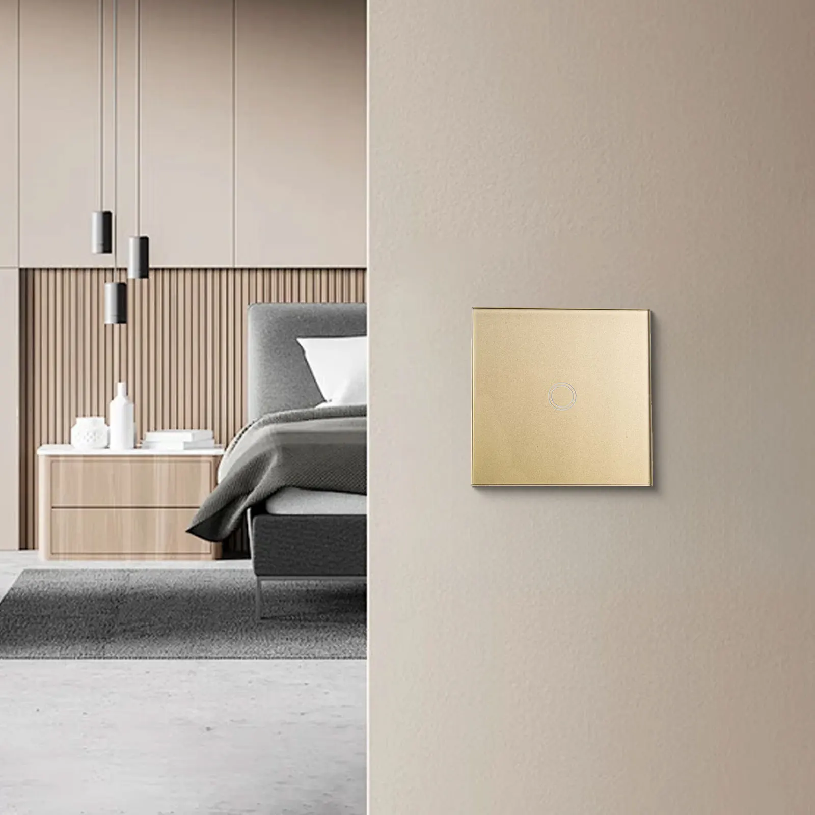 

86mmX86mmX35mm LED Lamp Switch Fire-retardant Dimmer Switch Panel Capacitive Touch Adjustable Brightness Fire-Retardant Material