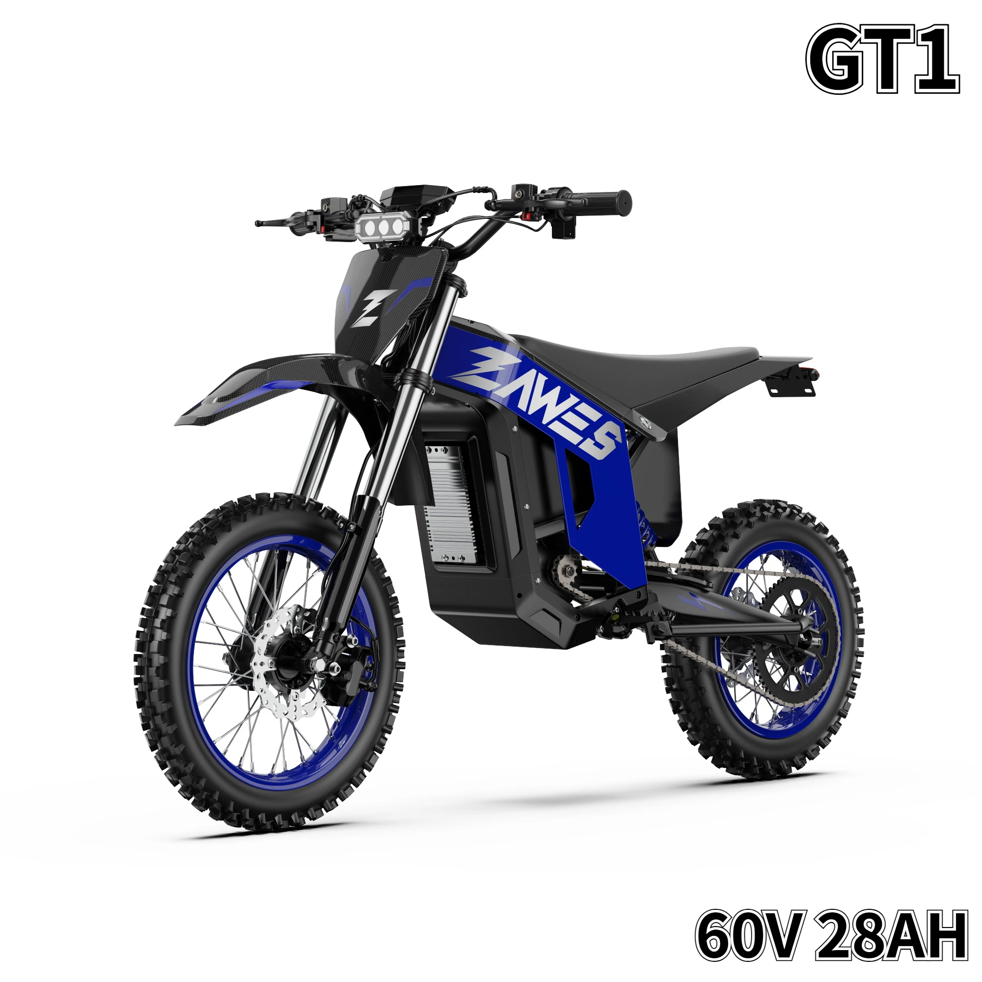 ZAWAS GT1 Moto Elettrica con Motore Potente, Batteria a Lunga Autonomia 60V28AH, Pneumatici 14IN+12IN, Moto Elettrica Fuoristrada