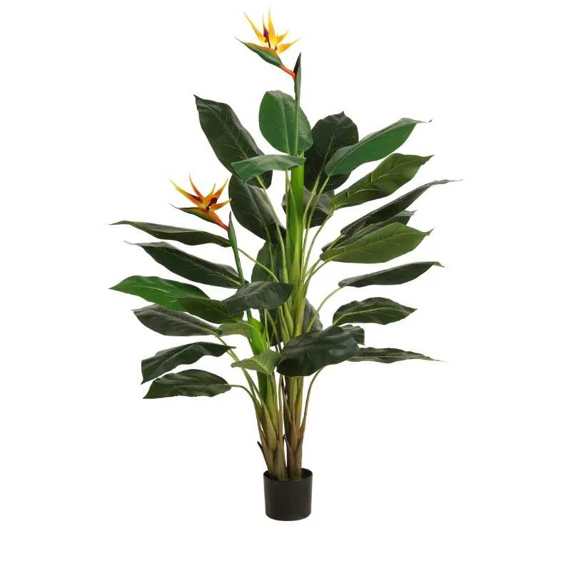 Artificial Plants, Faux Bird of Paradise Tree, Fake Plastic Flower Tree, Pre Potted Faux Greenry Tree for Home Decor Office