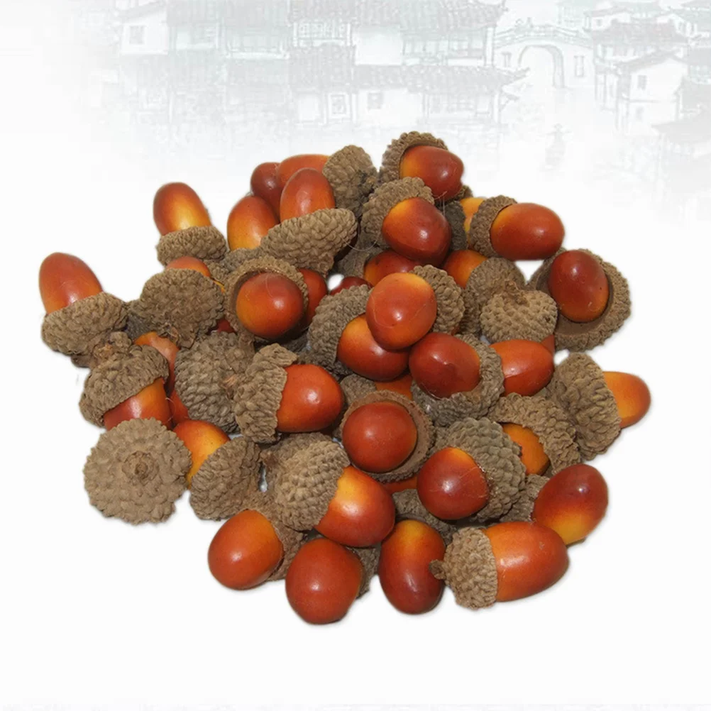 100 قطعة ديكور البلوط المقلد المكسرات الاصطناعية للمنزل المطبخ حفل زفاف عطلة الديكور الزخرفية الجوزان طاولة احتفالية