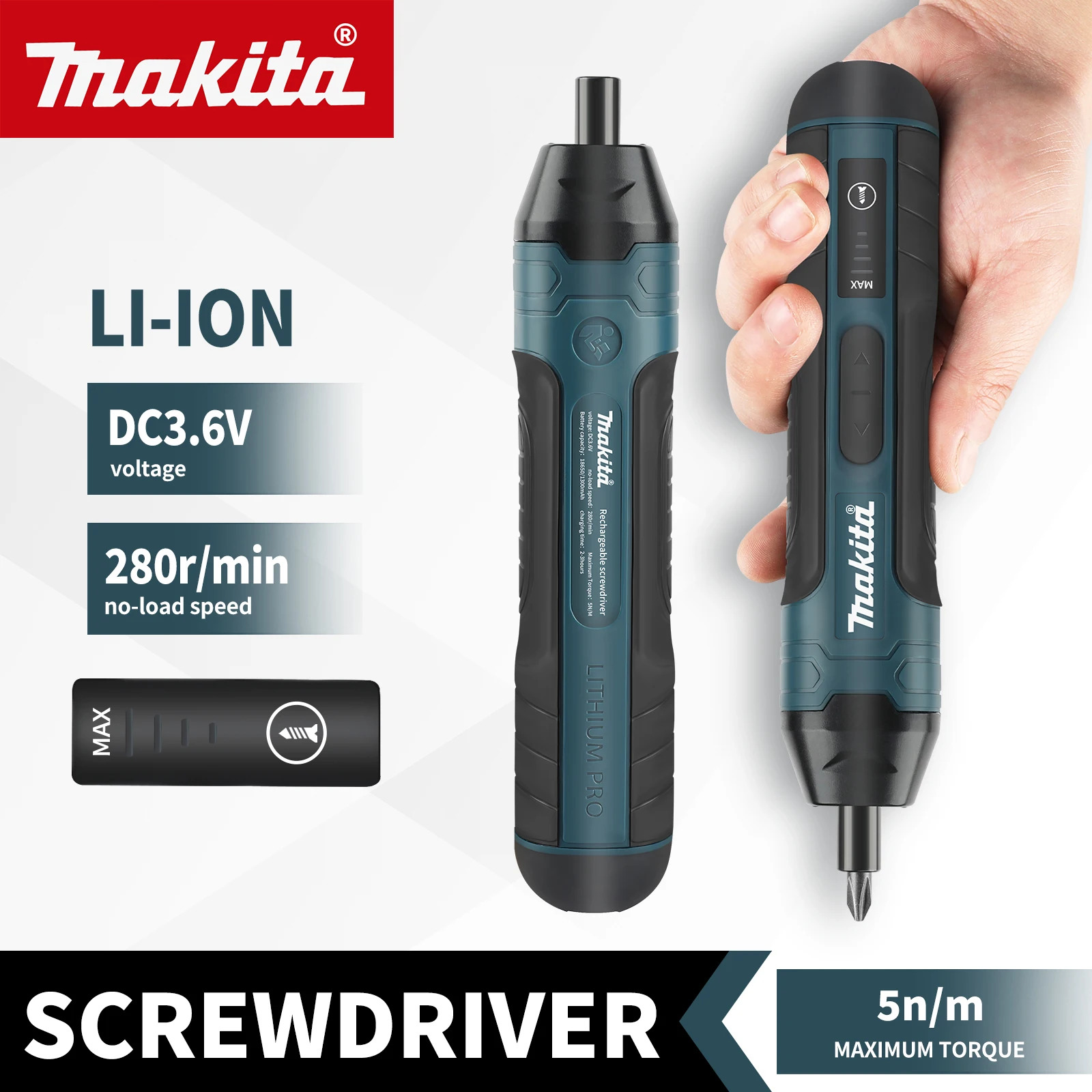 Makita Cordless Electric Screwdriver | 3.6V 5N.m Torque | 1/4