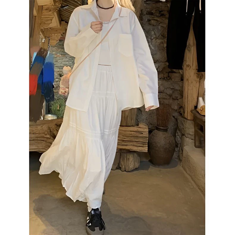 

Faionable High Waist A-Line Skirt Women's Autumn New Sle Korean Sle Slimming Skirt Commute Sle Long Skirt